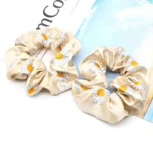 Korean Fashion Silk Scrunchies Ponytail Hair Tie  Ribbons Daisy Hair Rope Hair Accessories For Women