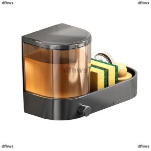 [COD] dfhws With Drain Tray Wall Mounted Soap Dispenser With Sponges Holder Hand Press Dishwashing Liquid Holder Large Capacity Waterproof