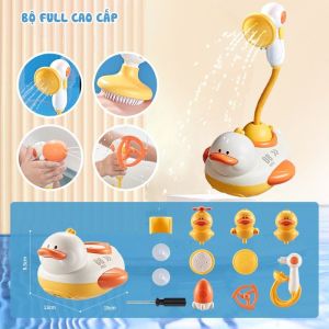 Đồ chơi nhà tắm vịt cho em bé với đầu vòi hoa sen 4 chế độ phun nước an toàn với chất liệu ABS vịt cướp biển