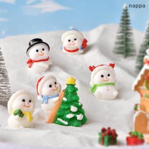 ✨[nappa] Cute Resin Christmas Ornaments Cartoon Santa Claus Snowman Desktop Small Ornaments Miniature Figurine Office Desktop Decoration