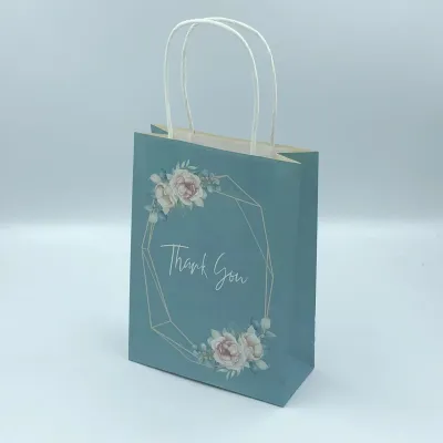 [50pcs] Floral Love Thank You Printed Paper Bag Thick Material💪 Doorgift Bag Goodies Bag Wedding Bag Kahwin Beg