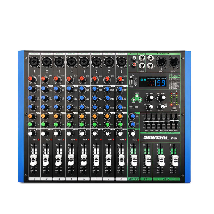 8 Channel Audio Mixer With 99 Dsp Effects Audio Sound System Stereo EQ