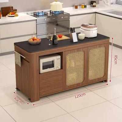 Cabinet Solid Wood Kitchen Cabinet Modern Island Cabinet With Wheels Frame Structure Storage Cabinet