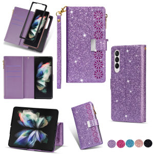 KISSCASE For Galaxy Z Fold 3 5G Multi-Card Slot With Stand Mobile Phone Case For Samsung Galaxy Z Fold 3 5G Fashion Wallet Clutch Mobile Phone Case Starry Sky Laser Engraving Leather Case Samsung Fold 3