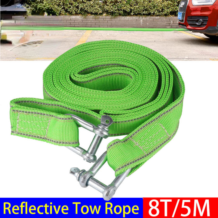 Emergency 5M 8T Car Towing Rope Strap Tow Cable With Hooks Heavy