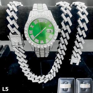 Combo 5 món đồng hồ xanh ngọc & phụ kiện mã L5