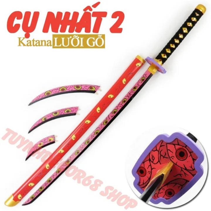 Tặng kệ+Freeship Kiếm gỗ Cosplay Kokushibou (Cụ ƞhất) lưỡi gỗ cao cấp ...