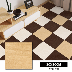 Easy To Install Self-Adhesive Carpet Tiles With Anti Slip Wear-Resistant Easy To Tear Easy To Stick Solid Color Grid Design Suitable For Living Rooms Bedrooms Offices Fully Covered With Adhesive Floor Mats Block Splicing Carpets