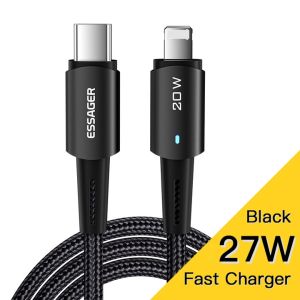 Essager PD Fast Charging USB C to Lightning Cable 20W/27W Max 30W Data Transfer Cord Compatible All iOS Mobile Devices