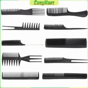 C.N. 10 Pcs/set Styling Comb Black Professional Salon Hair Styling Barbers Brush Combs Set