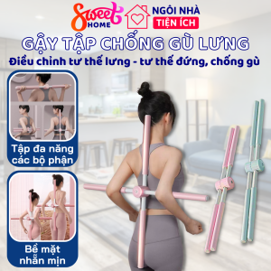 Gậy tập lưng vai chống gù uốn thẳng lưng - Gậy tập yoga gậy chống gù lưng tập thể dục đa năng tập toàn thân cổ vai lưng eo mông chân.