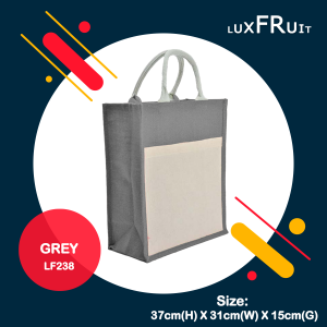 Medium Jute Bag with Canvas Front Pocket- LF238