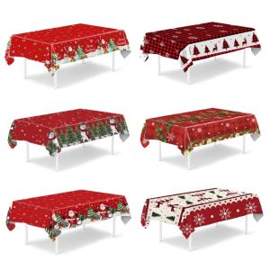 SEEDING Santa Claus Elk Christmas Tablecloth Large Size Plastic Table Cover Disposable Party Tablecloths Christmas Decoration