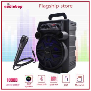 Audiobop Portable karaoke wireless bluetooth speaker 8.5inches with colorful led light  FREE wire Microphone 1090D