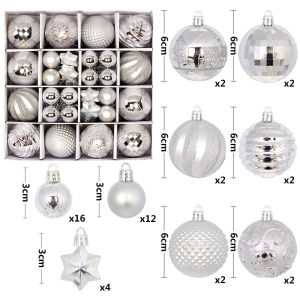 [Philippine Stock]42/44 PCS Christmas Ball Ornaments Christmas Tree Balls Ornaments Xmas Hanging Tree Pendant New Year Navidad Home Party Decor
