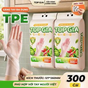 Găng tay đa dụng Bịch lớn 300 cái TPE TOPGIA treo tường dạng rút tặng kèm móc treo siêu tiết kiệm kích thước phù hợp