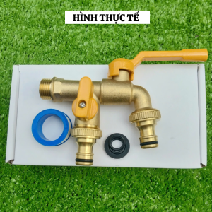 Vòi nước tăng áp bằng đồng vòi nước 2 đầu ra thông minh kèm 2 đầu nối ống