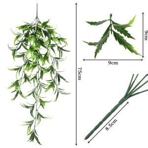 K10SEQ Chiều dài 80cm Cây leo nhân tạo Lá nhựa 5 Đầu Cây cảnh nhân tạo Treo Kết cấu lá cỏ Cây giả treo Trang trí nhà cửa