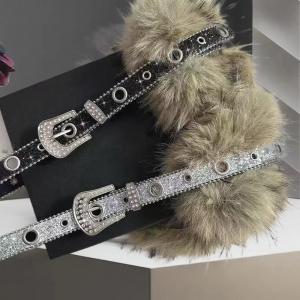 MillionGrid Punk PU Studded vành đai lông Y2K cổ điển giả lông dây thắt lưng kim loại sang trọng lông Dây thắt lưng Jeans Eo phụ kiện