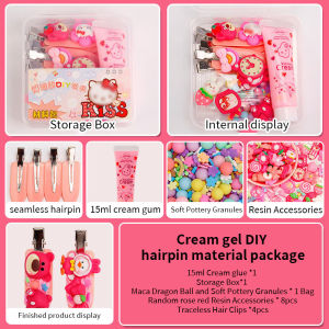 YUNLEO Kids DIY Cream Glue Hair Clip Handmade Bag Material Pack Cute Resin Accessories Girl Hair Accessories