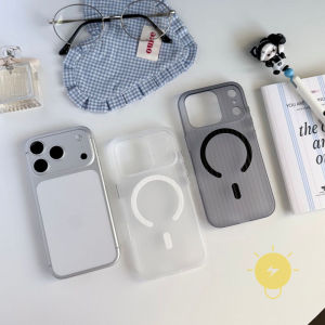 For iPhone 17 Pro Max Case Magnetic PC Skin Friendly Hard Stripe Phone Case For Plus 16 15 14 13 12 Cover Aesthetic Korean Cute