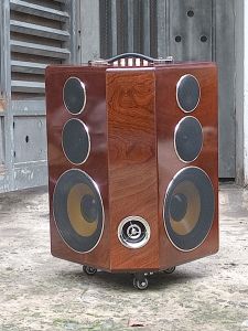 Loa xách tay cao cấp 2 bass 20 chất liệu gỗ Veener 2 micro UHF hỗ trợ chống hú set tần số