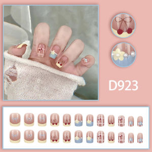 DD923 การออกแบบใหม่ เล็บปลอม ประดับเพชร เล็บปลอมเจลแท้ เล็บปลอมสำเร็จ การออกแบบกันน้ำ กล่องละ 24 ชิ้น