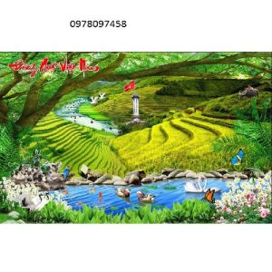 Tranh gạch men họa tiết ruộng bậc thang
