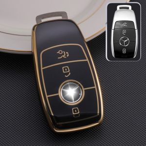 Bao ốp bảo vệ chìa khóa xe Mercedes C200 E200 C250 350 450 nhựa mềm TPU tráng gương kèm móc khóa có logo hãng