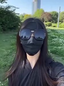 Sunscreen mask for women UV protection for summer driving ice silk face Gini breathable eye protection full face sunshade mask