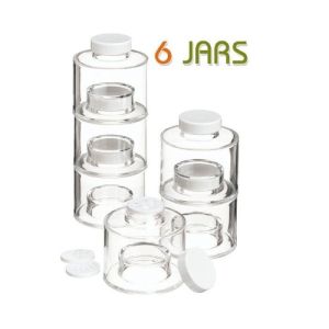 6pcs Seasoning Tower Jars Stackable Transparent Storage Box with Lid