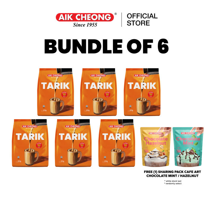 Aik Cheong Teh Tarik Instant Premix 12 Sachets x 6 Packs (Free convenience pack chocolate hazelnut / mint) - ️[Freshness Guaranteed] [Halal] (Bundle of 6)