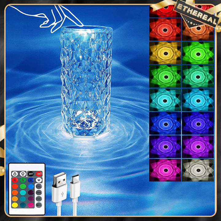 Rose Crystal Diamond Lamp Touch Charging Light Romantic Rose Light ...