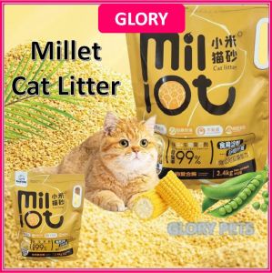 Glory Pets Millet Cat Litter 2.4kg Clumping Corn Sand Pure & Natural Frosty Pearl