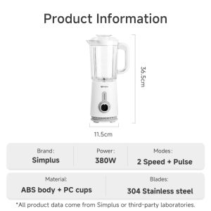 Simplus 1.25L Blender 3 in 1 Food Processor Juicer Meat Grinder Chopper 2 Speed Options Pulse Setting Elektrik Pengisar