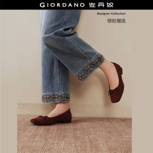 GIORDANO Women Jeans Cropped 5-Pocket Denim Embroidered High-Waist Slim-Fit Slight Stretch Woven Casual Jeans 18426702