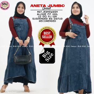 Overall Jumbo XXXXL Wanita Jeans Terbaru Janet Jumpsuit Jeans Maxy Dress Outer Wanita No Busui Baju Kodok Rok Panjang Hijab Kekinian