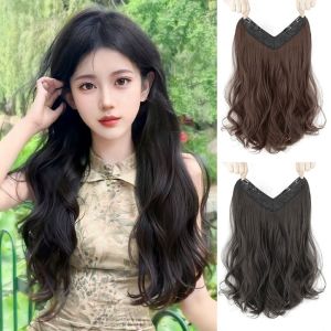 YOYO CHARMING Synthetic U-Shaped Half Head Wig Heat Resistant Natural Wig Pads Fake Hairpieces Invisible Long Wavy Hair Extensions Women/Girls