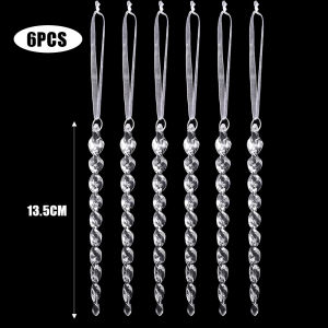 24/2PCS Acrylic Crystal Clear Snowflake Christmas Tree Pendants Decorations Xmas Tree Hanging Ornaments Transparent Icicle  for Holiday New Year Party Home Decor