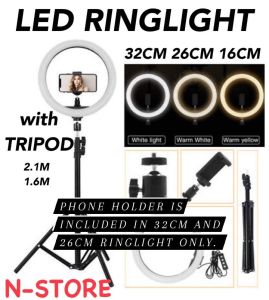32cm 26cm (16cm no phone holder) Ring Light Photo Studio Light With Tripod Stand and Phone Holder (Vlog) Bulb Type