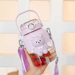 Botol Kids Bear Premium 1100ML BPA FREE Dengan Sedotan + Tali Panjang Anti Tumpah