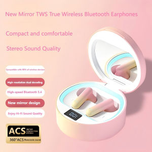 Tai nghe Bluetooth không dây TWS tai nghe màu gradient với gương cho phụ nữ và quà tặng cho các cô gái