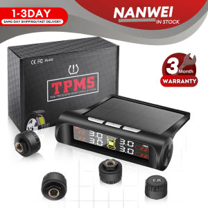 NANWEI TPMS Wireless Tire Pressure Monitoring System Solar Car Tyre Pressure Alarm LCD Display Tempera-ture Warning With 4 External Sensors