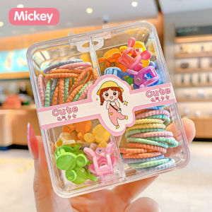 Aikoky Multi-Colored Lovely Girls Hair Ties And Hair Clips Set ChildrenS Girls Hairpin Hair Ring Ponytail Rubber Band Mini Hair Clip Set