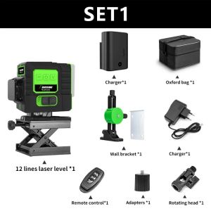 FEIDSIDE 16/12Line Green Level 360 ° Auto Self-Leveling Ultra-Bright 3D Beam for All Indoor & Outdoor Construction Projects