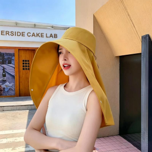 TORAS Womens sun hat Full face sunscreen large shawl Sun UV face visor Foldable Exposes Ponytail
