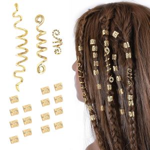FRDTLUTHW 18Pcs Hair Accessories Loc Hair Jewelry for Women Braids Dreadlock Beads Metal Hair Clips Decoration Gold(Multiple Styles)-style4    18Pcs Dreadlock Beads Metal Hair Clips Multiple Styles