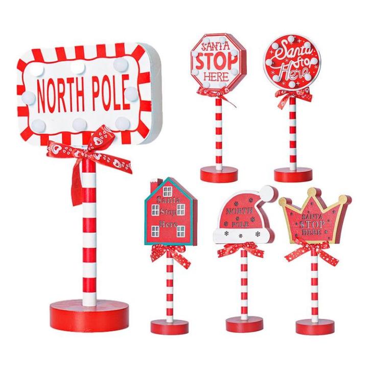 Stop Sign Decoration LED Santa Stop Here Tree Topper Desk Lamp LED Santa Stop Here Tree Topper Window Decorative Lights For Walkway here