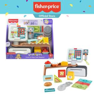 Fisher-Price Laugh & Learn Count & Shop Cash Register Play Store with 20 Pieces for Pretend Play suitable for Age 2+