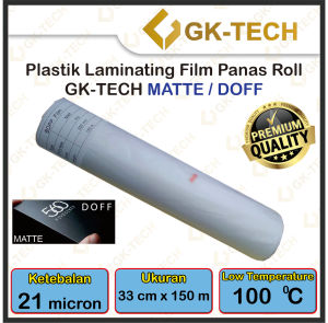 Plastik Laminating Panas Roll Hombo 32 micron / GKTech 28 mic/21mic 33 cm x 150 m Glossy / Doff Low Temperature / XCP 21 mic ( untuk mesin Laminating laminasi panas roll )